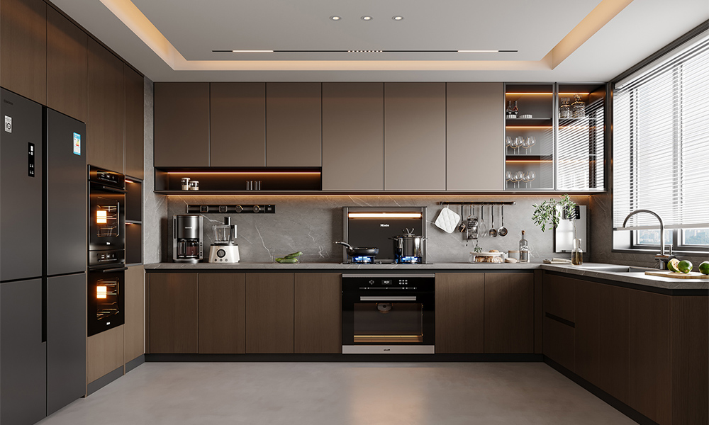 Modern Kitchen Cabinet High End Lacquer Surface Minimalist Adjustable Shelves for Downtown Lofts