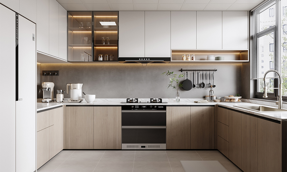 Modern Kitchen Cabinet High End Lacquer Finish Functional Design Reinforced Hinges for Home