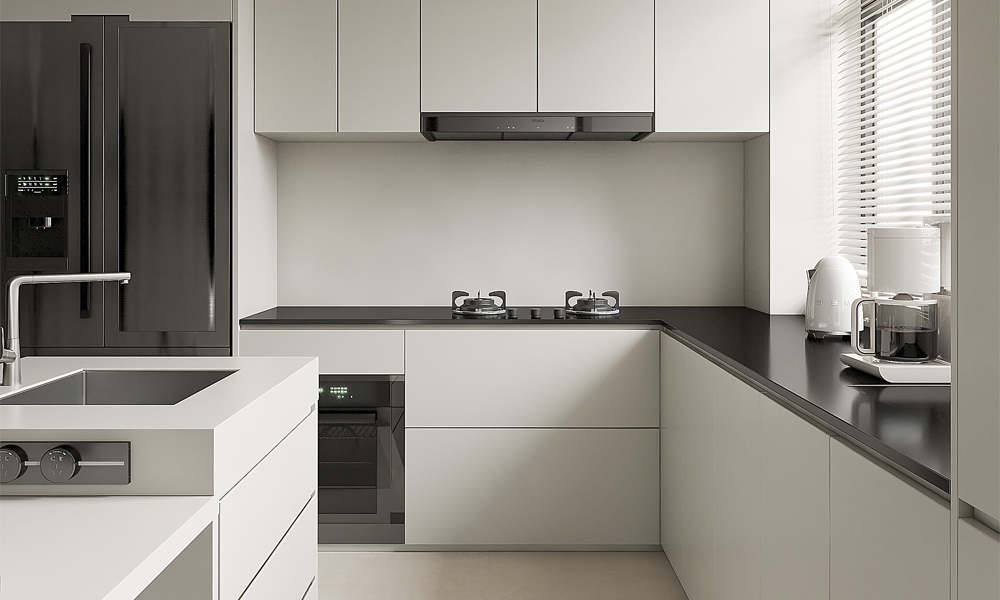 Kitchen Cabinet Stylish Lacquer Finish Minimalist Design Adjustable Inserts for Compact Family Homes
