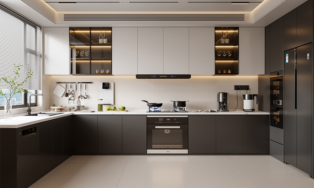 Kitchen Cabinet Anti-scratch Lacquer Finish Efficient Layout No-Slam Drawers for Home Kitchens