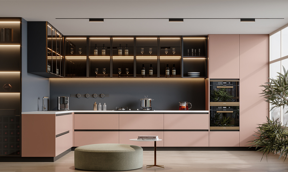 Modern Kitchen Cabinet Stylish Lacquer Finish Eco-friendly No-Slam Drawers for High End Modern Condos