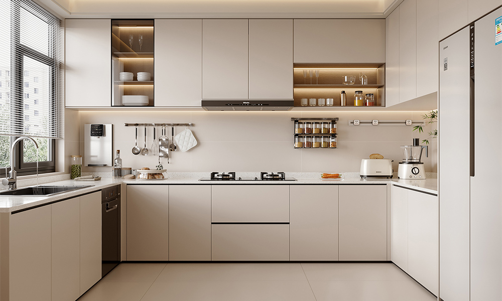Kitchen Cabinet Textured Veneer Surface Modern Style Modular Drawers for Organized Home Kitchens