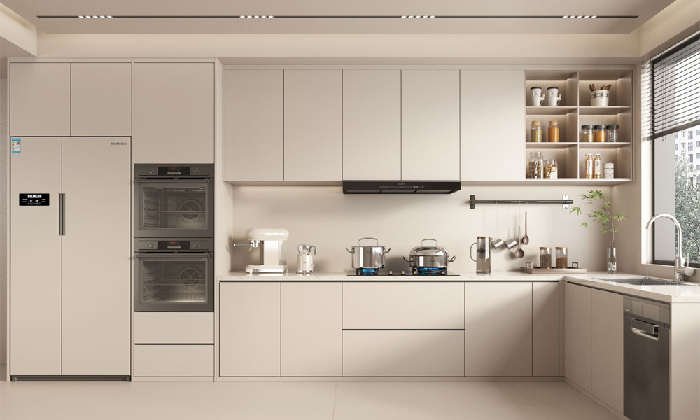 Kitchen Cabinet Polished Lacquer Finish Scratch Resistant Surface Adjustable Shelves for Compact Kitchen Spaces