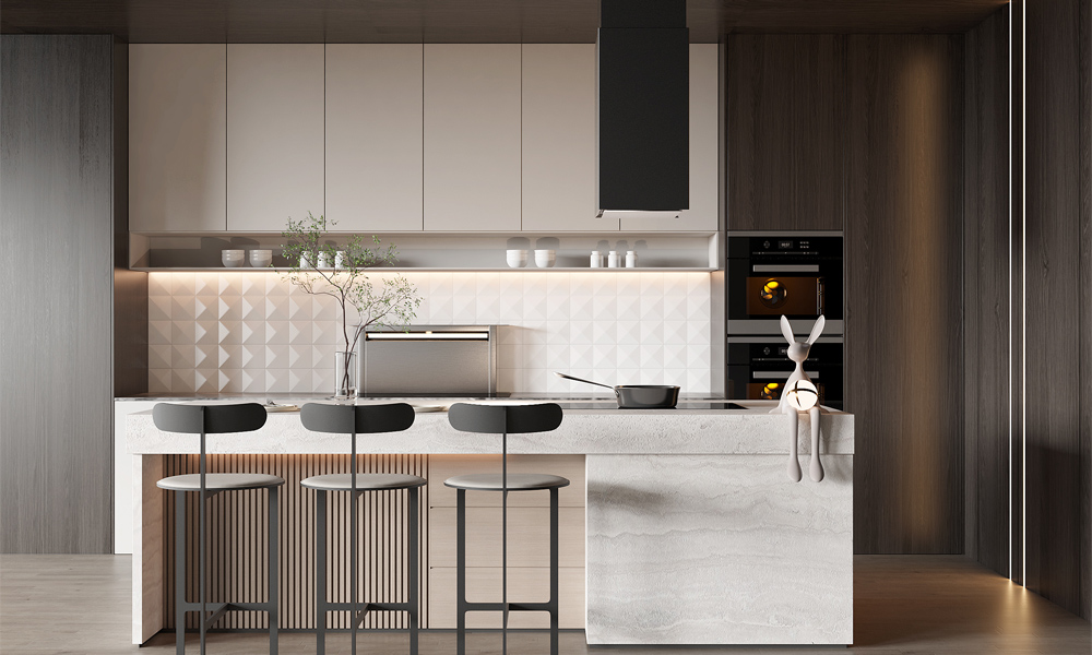 Modern Kitchen Cabinet White Lacquer Finish Minimalist Design Reinforced Hinges for Family Homes