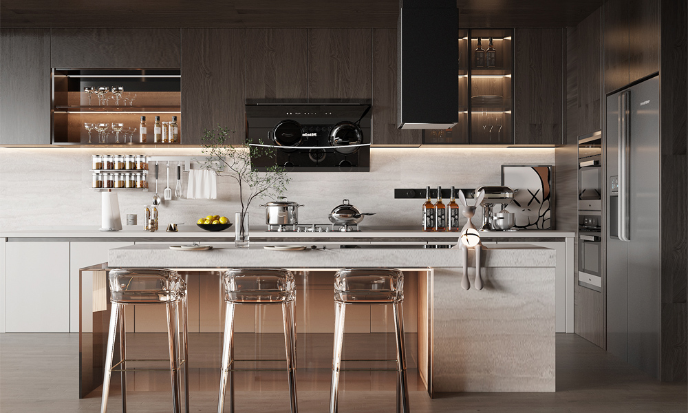 Kitchen Cabinet Stylish Lacquer Finish Minimalist Style Reinforced Hinges for Cozy Home Living