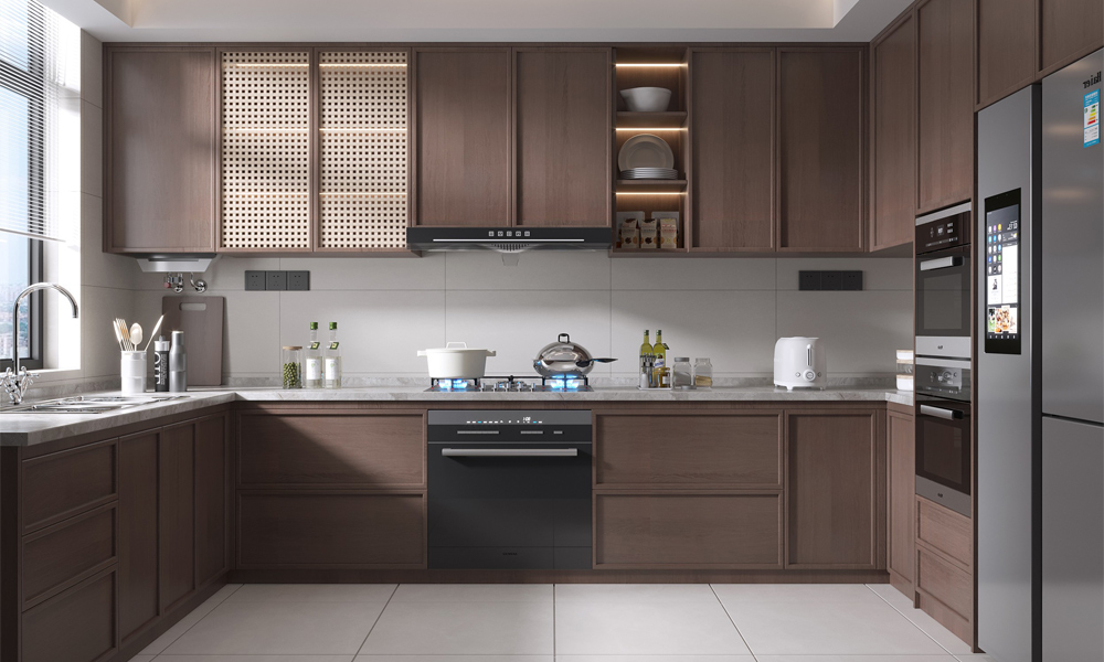 Kitchen Cabinet Smooth Veneer Finish Anti-scratch Adjustable Shelves for Urban L-shaped Kitchens