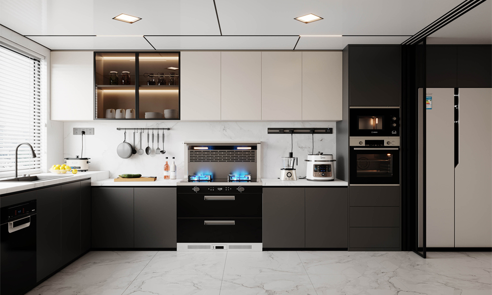 Kitchen Cabinet Smooth Lacquer Finish Space-saving Design Modern Style for Minimalist Family Kitchens