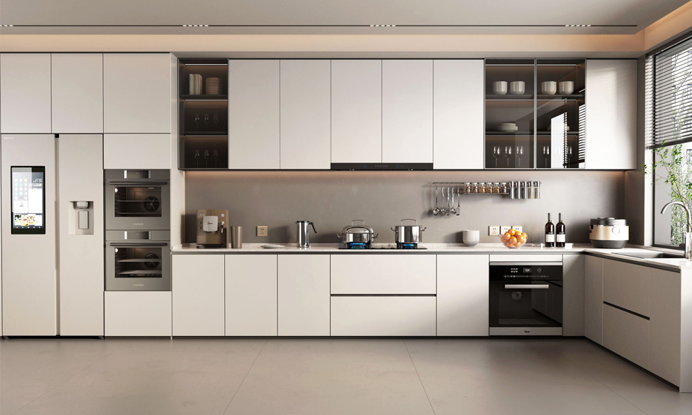 Kitchen Cabinet High End Lacquer Finish Modern Design Concealed Storage for Contemporary Home Kitchens