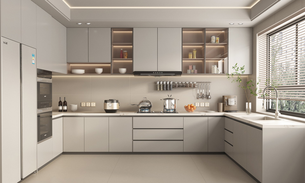 Kitchen Cabinet Stylish Lacquer Finish Functional Design Adjustable Shelves for Spacious Kitchens