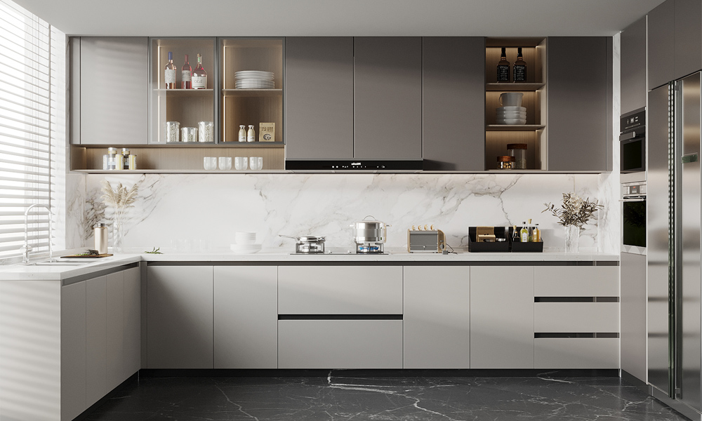 Modern Kitchen Cabinet Fingerprint-Resistant Lacquer Finish Elegant Style Functional Design for Creative Kitchens