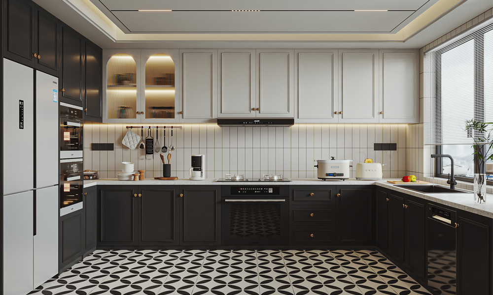 Modern Kitchen Cabinet Polished Lacquer Finish Fingerprint-Resistant Functional Design for Full Renovations