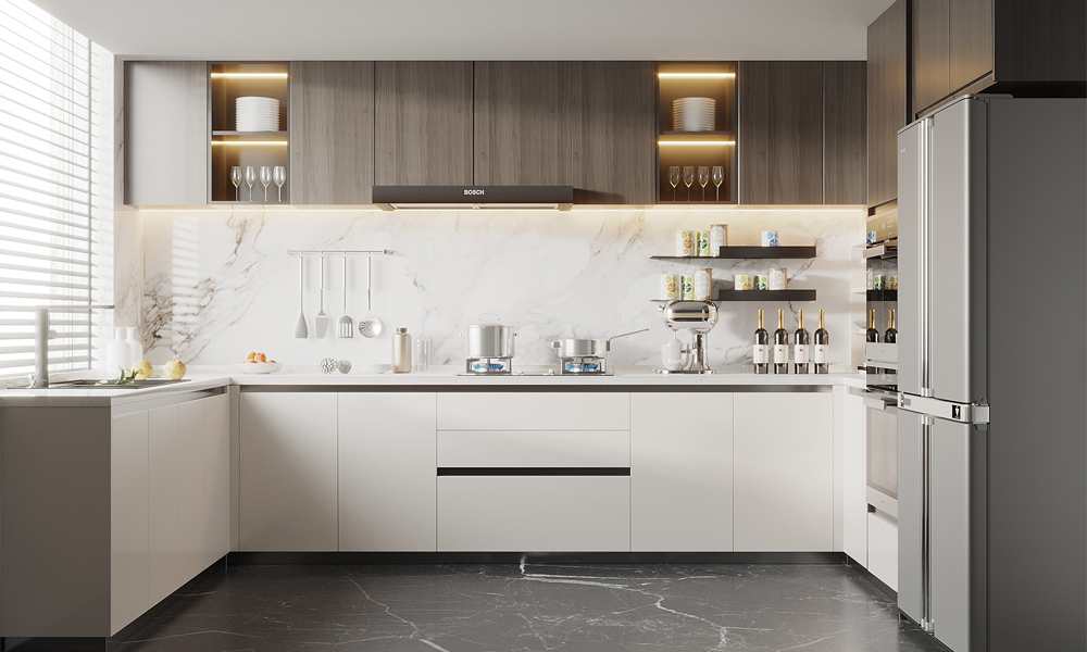 Kitchen Cabinet High End Lacquer Finish Scratch-Resistant Modern Design for Refined Urban Family Kitchens
