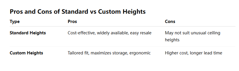 Pros and Cons of Standard vs Custom Heights