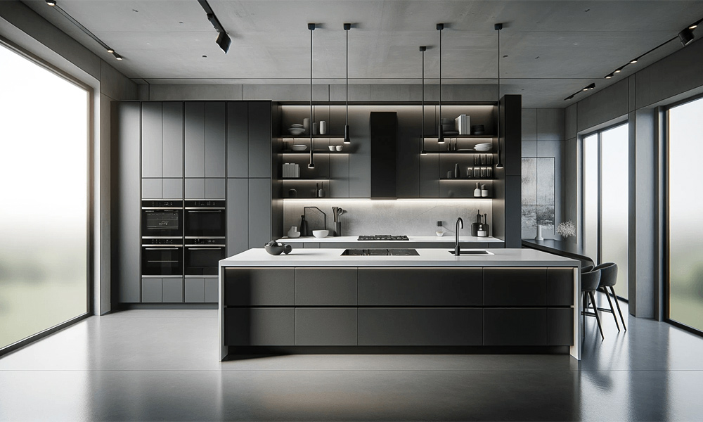 Modern Kitchen Cabinet with Sleek Lacquer Finish Composite Panels Sliding Shelves and Pantry Storage for Cozy Everyday Kitchens
