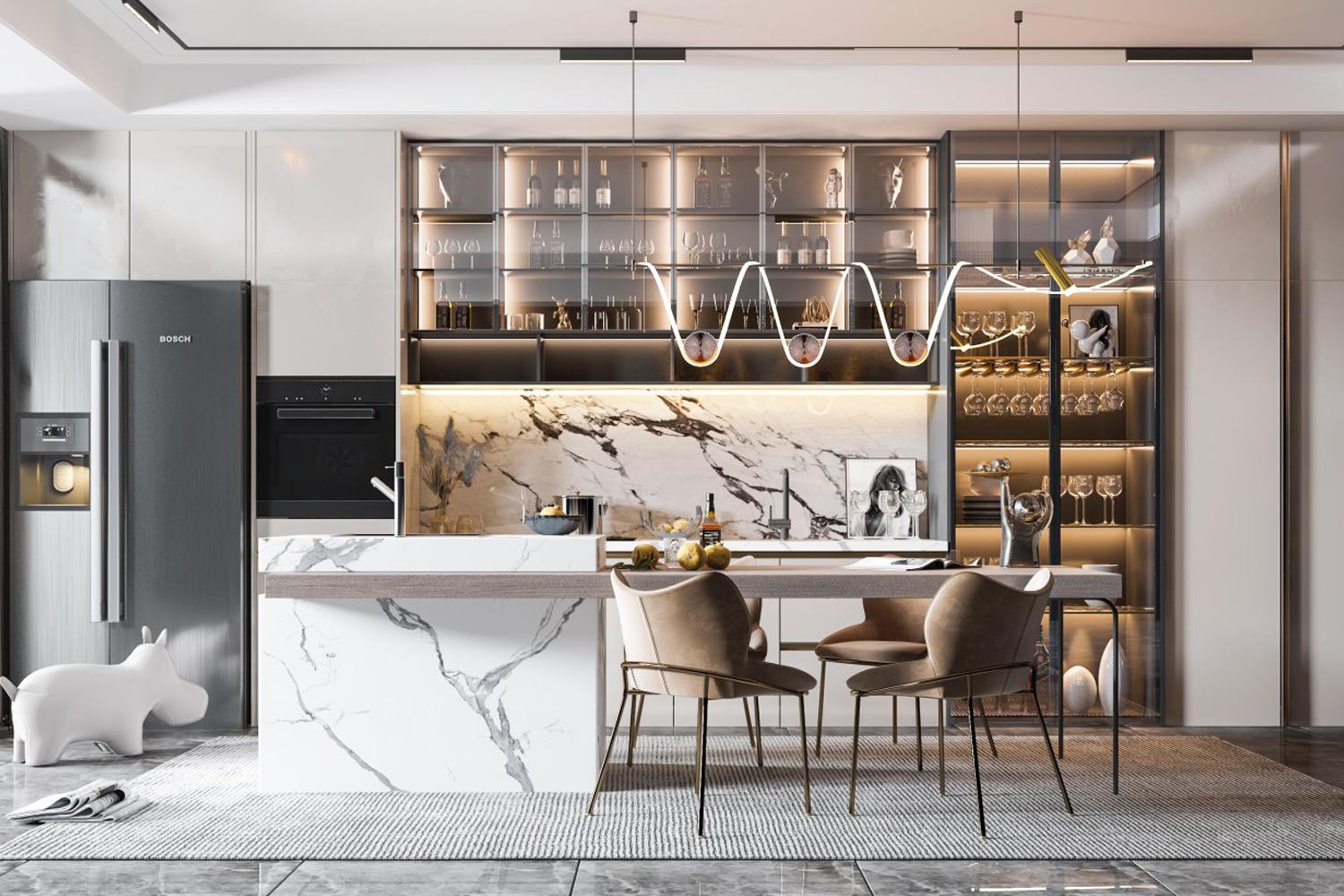 ais white luxury kitchen cabinet