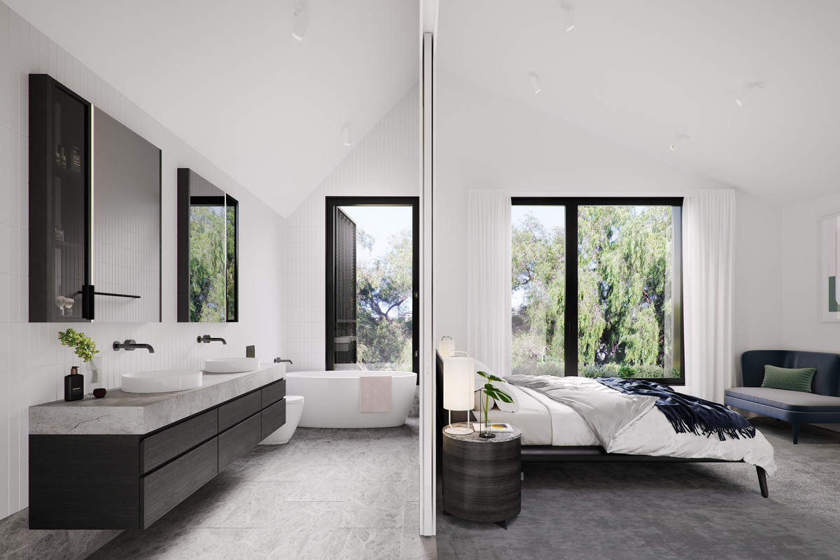 Modern Hotel Room design and Bathroom