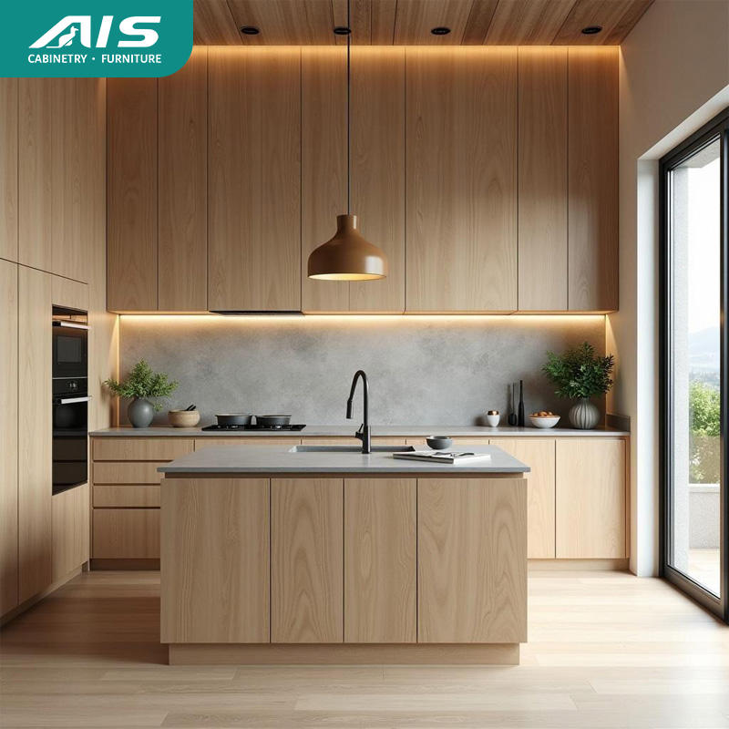 Laminate vs wood cabinets in a contemporary kitchen