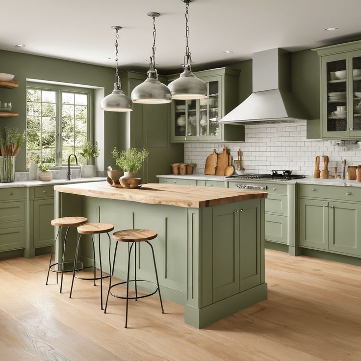 10 Stunning Green Kitchen Cabinets Design Pairings