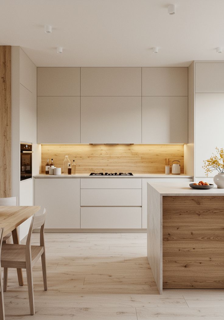 White Oak + White Surfaces for Calm Minimalism