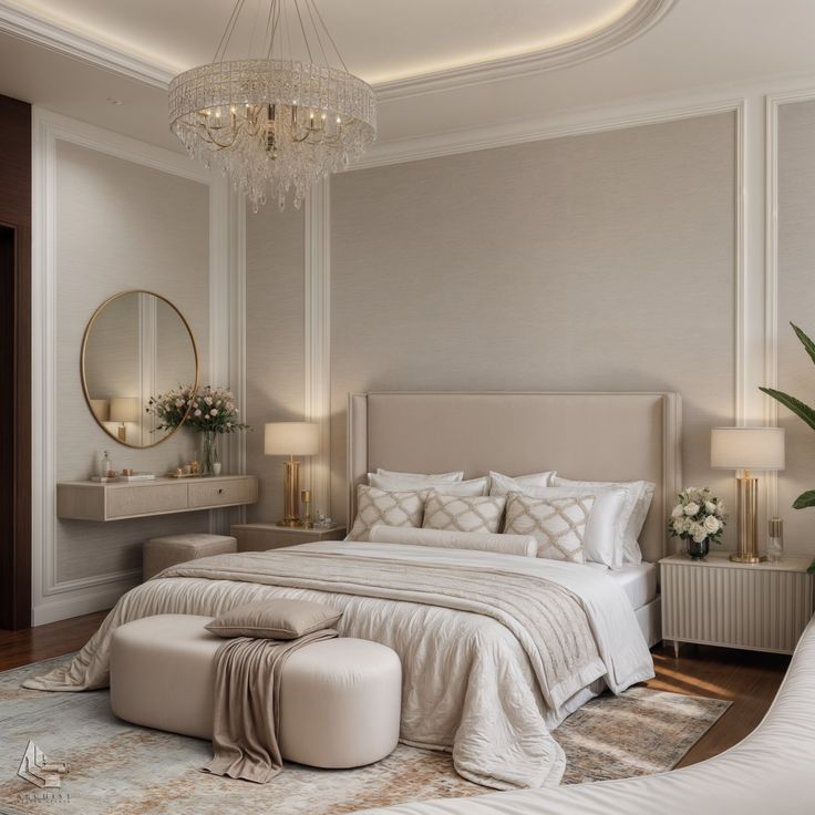 Classic elegant small bedroom