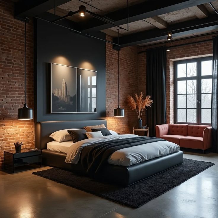 Industrial small bedroom design