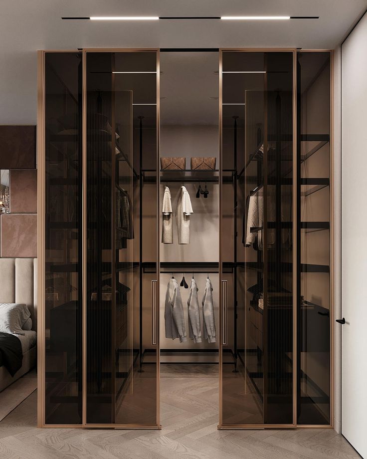 AIS Cabinet Modern wardrobe design with frosted glass sliding doors.
