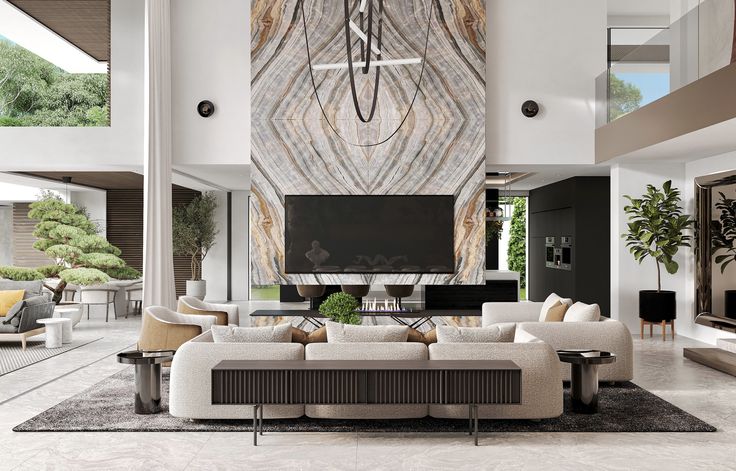 AIS Cabinet Open-plan contemporary kitchen connecting to dining and living areas.